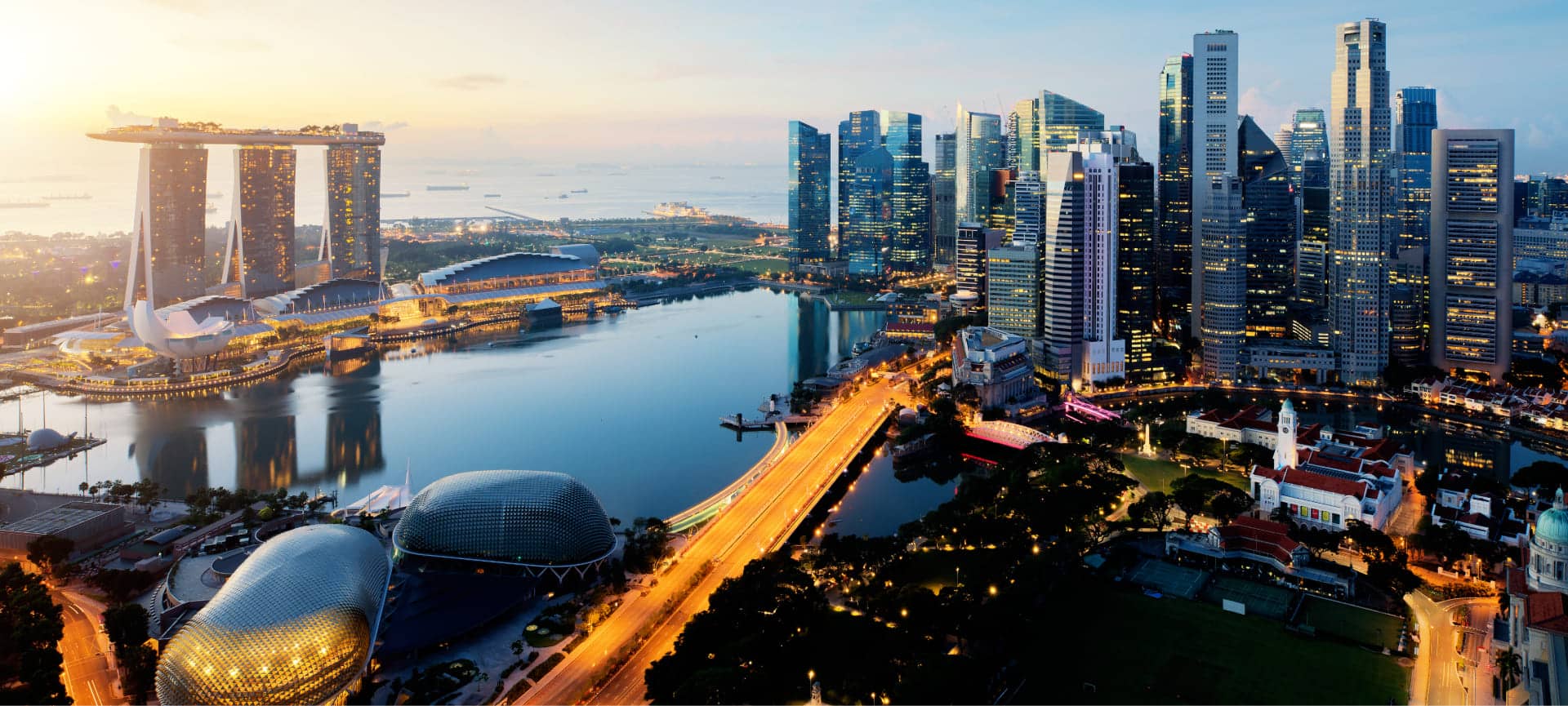 Singapore cityscape with the Marina Bay in view
